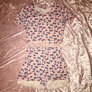 Vtg 80s/90s PastelGoth Floral Coquette/FairyCore Matching 2 Piece Shorts Set